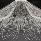 3D 3/5 mm Sequin & Bubble-Bead Embroidered Bridal Fabric
