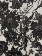White-Core Bead & 4mm Sequin Bridal Fabric — fabric photo 5