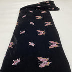 Velvet Butterfly Foam Bead Embroidery Fabric