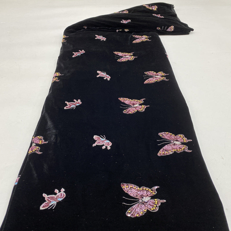 Velvet Butterfly Foam Bead Embroidery Fabric