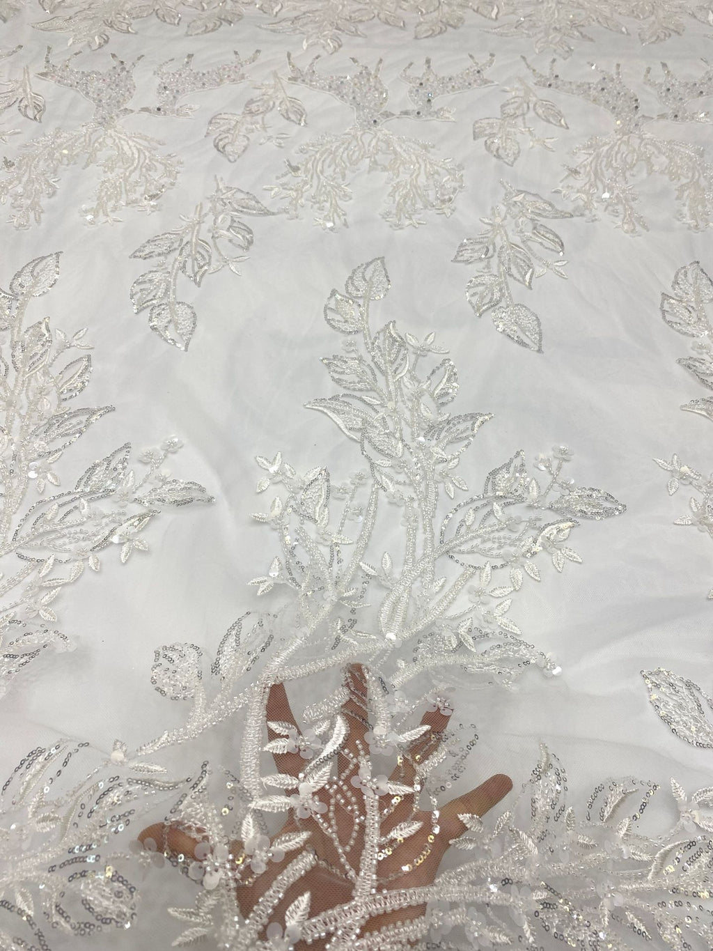 Sequin Embroidered Bridal Fabric – Design 62591 — fabric photo 4