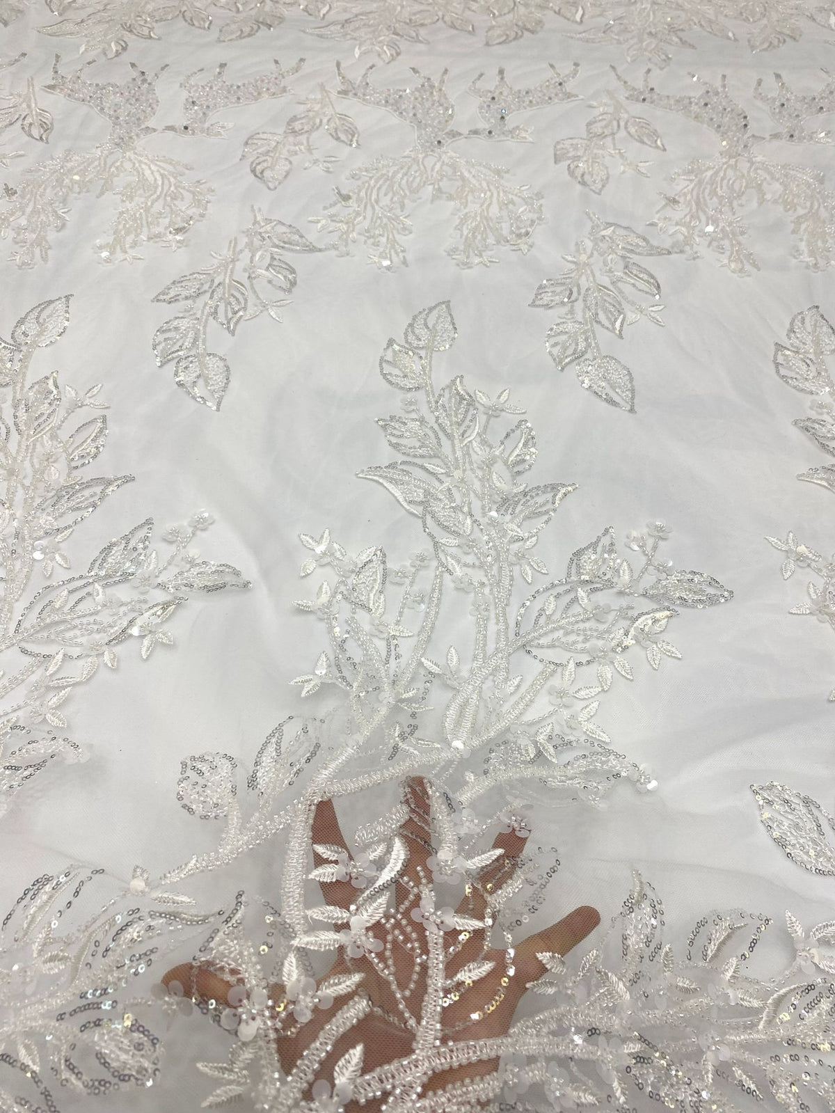 Sequin Embroidered Bridal Fabric – Design 62591 — fabric photo 4