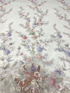 Bugle Bead with Crystal Sequin Embroidered Fabric — fabric photo 5