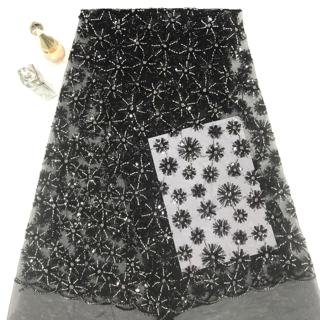 Tiny Floral Double-Bead & 3/5 mm Sequin Embroidery