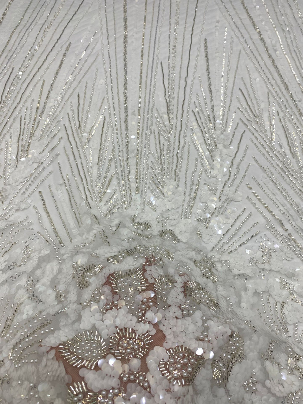 3D Bugle Foam Bead & 3/7mm Sequin Fabric — fabric photo 4