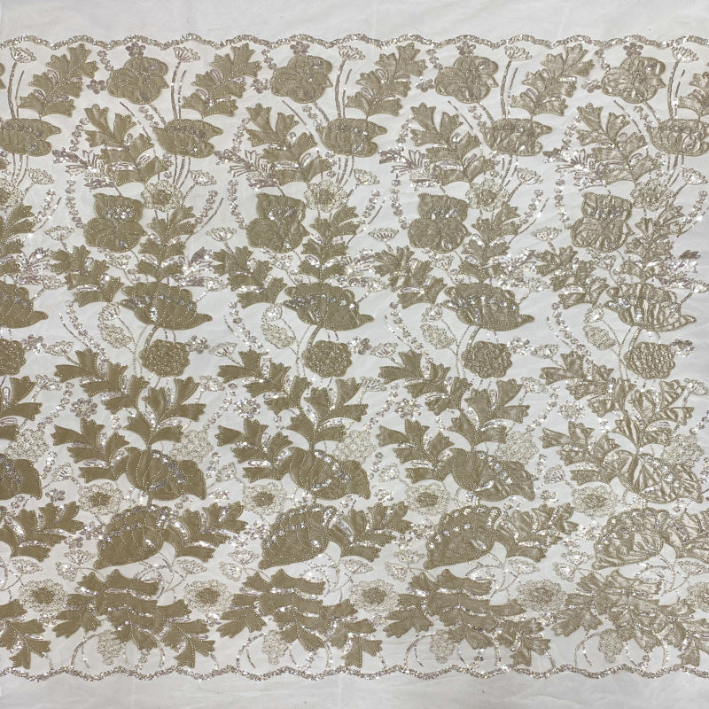 Textured Floral Foam Bead Sequin Fabric — fabric photo 3