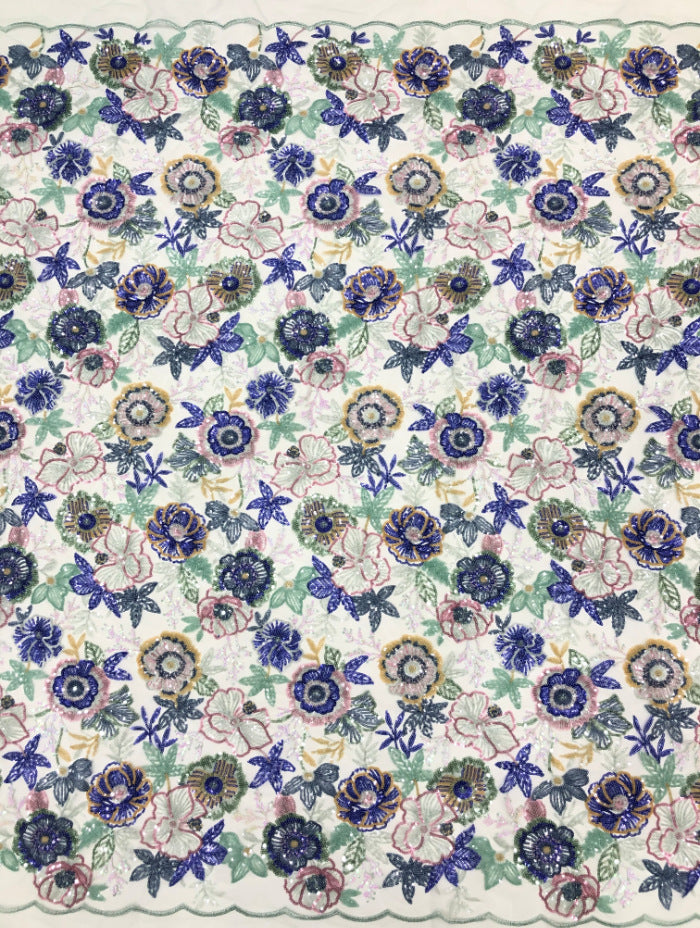 Multicolor Layered Sequin Embroidered Bridal Fabric – Design 91039 — fabric photo 6