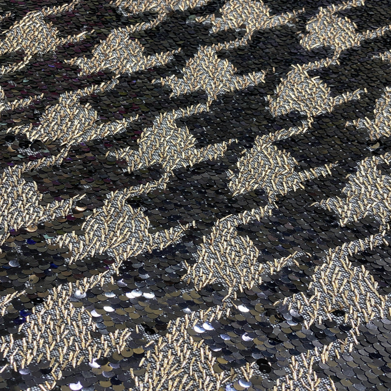 Geometric 5mm Rolled Sequin Embroidery Fabric — fabric photo 4
