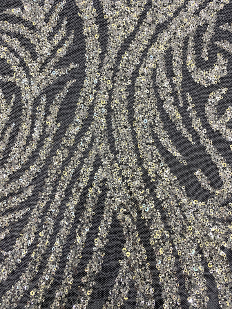 Foam Bead & Sequin Embroidered Bridal Fabric — fabric photo 3