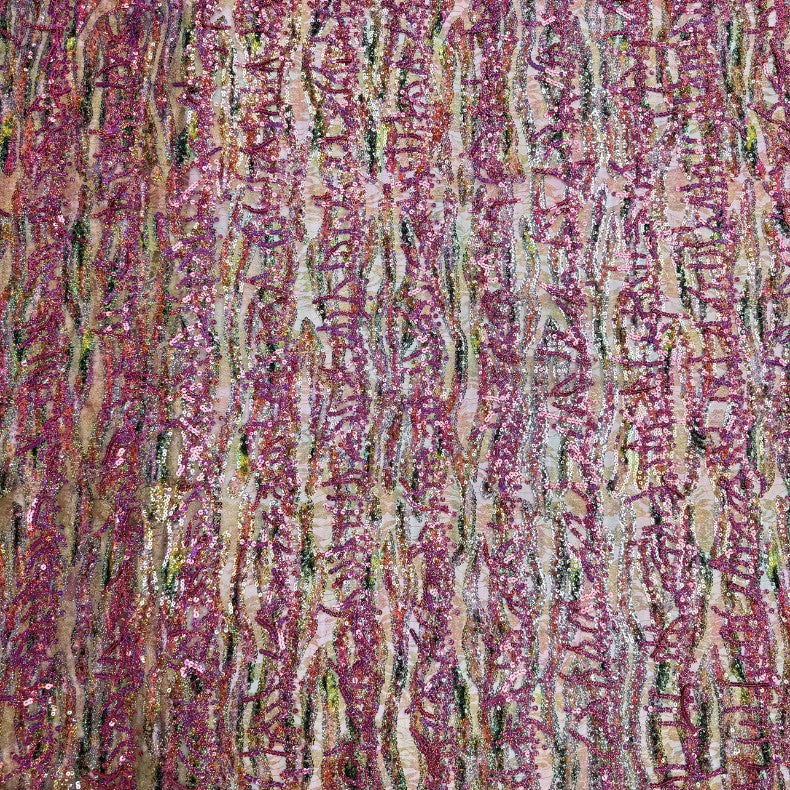 Heavy Bugle Bead and Sequin Embroidered Bridal Fabric – Per Yard
