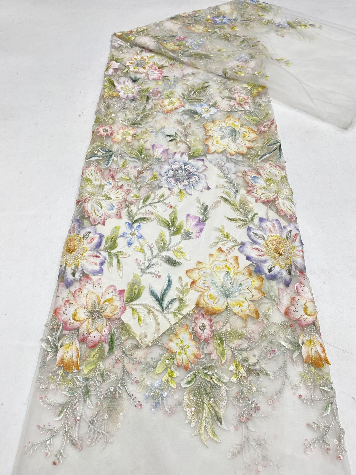 Printed Bead Sequin Embroidery Fabric for Dresses — fabric photo 6