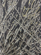 2/4 mm Crystal-Look Sequin & Bugle-Bead Embroidered Bridal Fabric — fabric photo 5
