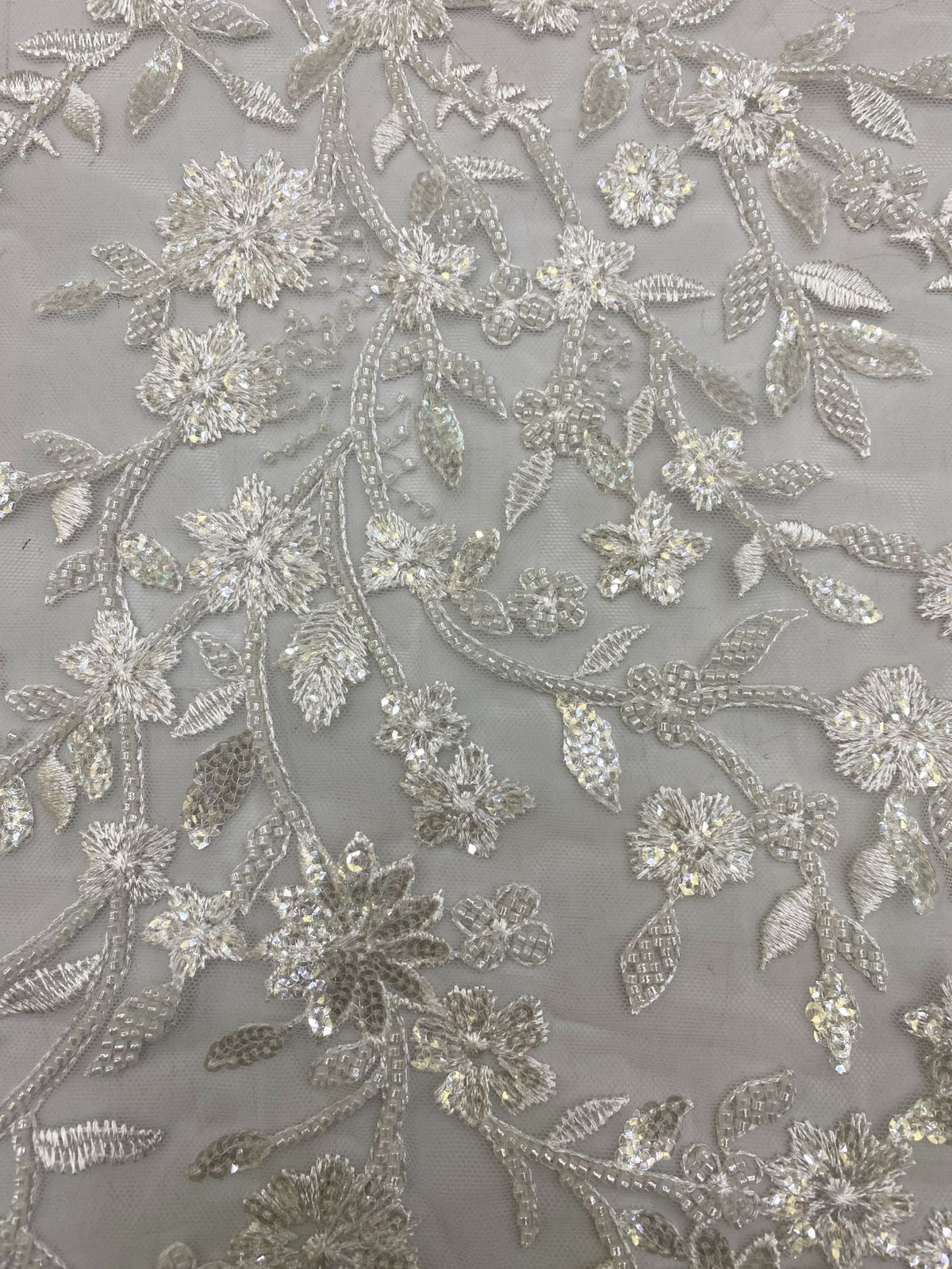 Botanical Sequin Embroidered Bridal Fabric – Design 52351 — fabric photo 5