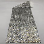 Stretch 5/12 mm Sequin Embroidered Stretch Mesh Fabric