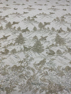Forest-Inspired Silver-Thread Beaded Sequin Fabric — fabric photo 2