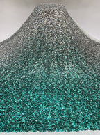 Gradient Two-Tone Sequin Foam Embroidered Stretch Mesh — fabric photo 4