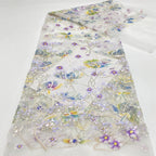 Dandelion Printed Bead Sequin Embroidery Fabric — fabric photo 5