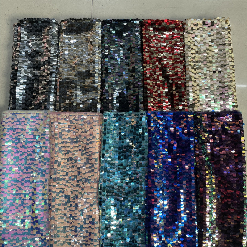 Two-Tone 9 mm Sequin Embroidered Bridal Fabric