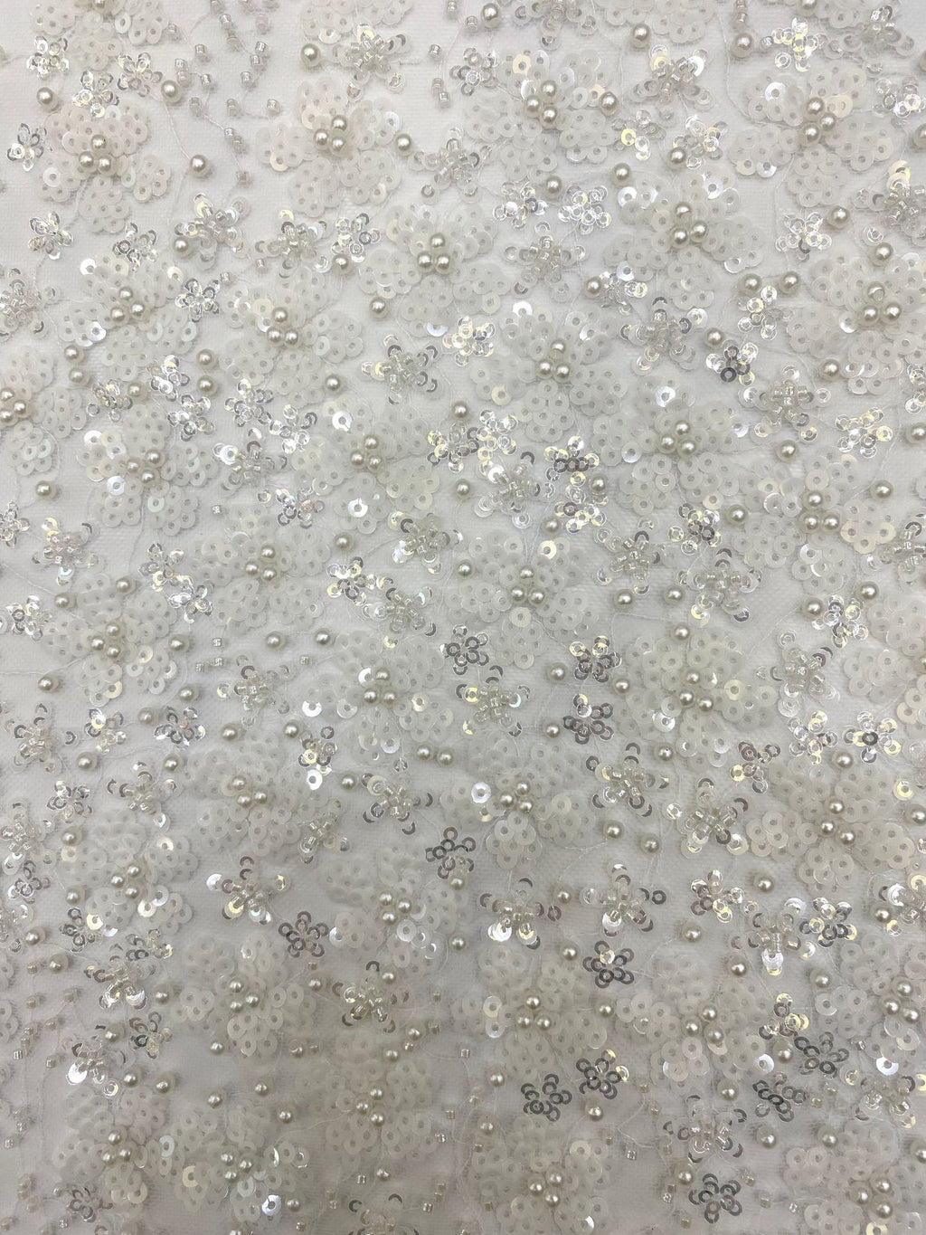 3/4 mm Sequin & Bubble-Bead Embroidered Bridal Fabric – Design 02143 — fabric photo 5