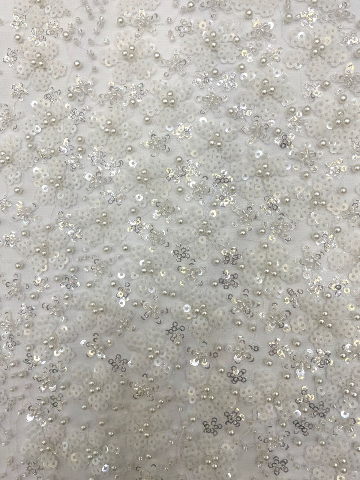 3/4 mm Sequin & Bubble-Bead Embroidered Bridal Fabric – Design 02143 — fabric photo 5