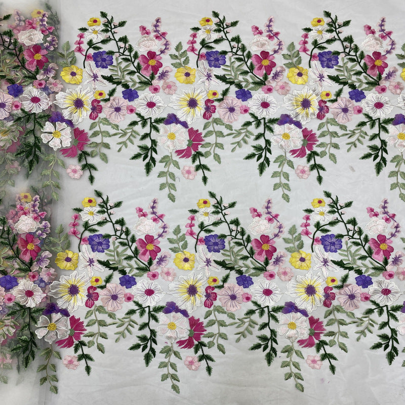 Multicolor Embroidered Bridal Fabric – Design 14495