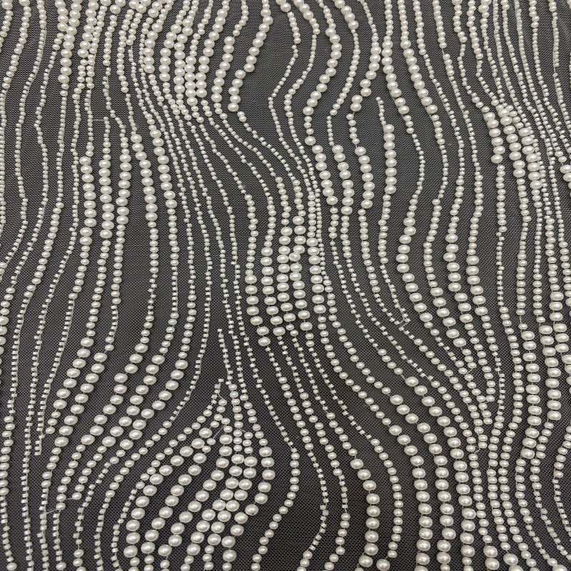 Bead and Foam Bead Embroidered Mesh Fabric — fabric photo 2