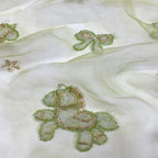 Printed Ribbon Bugle Bead Sequin Organza — fabric photo 5