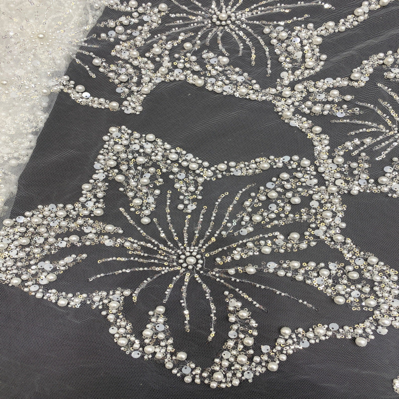 Heavy Foam Bead Sequin Fabric for Wedding Gowns — fabric photo 3