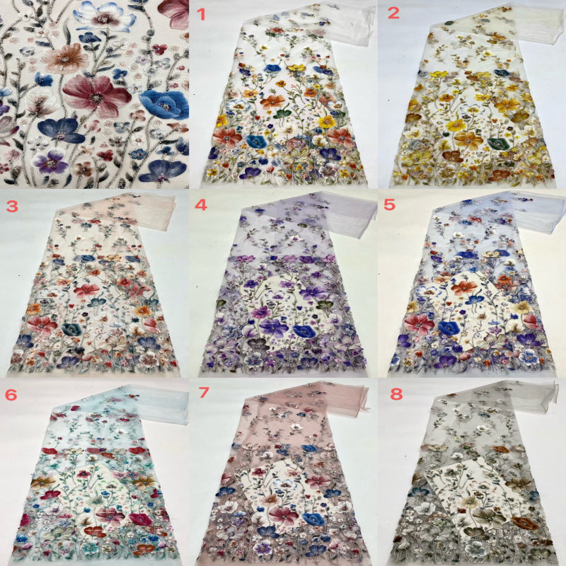 Printed Bead Sequin Ethnic Embroidery Fabric — fabric photo 3