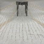 Feather Beaded Sequin Embroidered Mesh Fabric