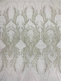 Heavy 3/5 mm Crystal-Look Sequin & Triple-Bead Embroidered Bridal Fabric – Design 71903 — fabric photo 6