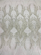 Heavy 3/5 mm Crystal-Look Sequin & Triple-Bead Embroidered Bridal Fabric – Design 71903 — fabric photo 6