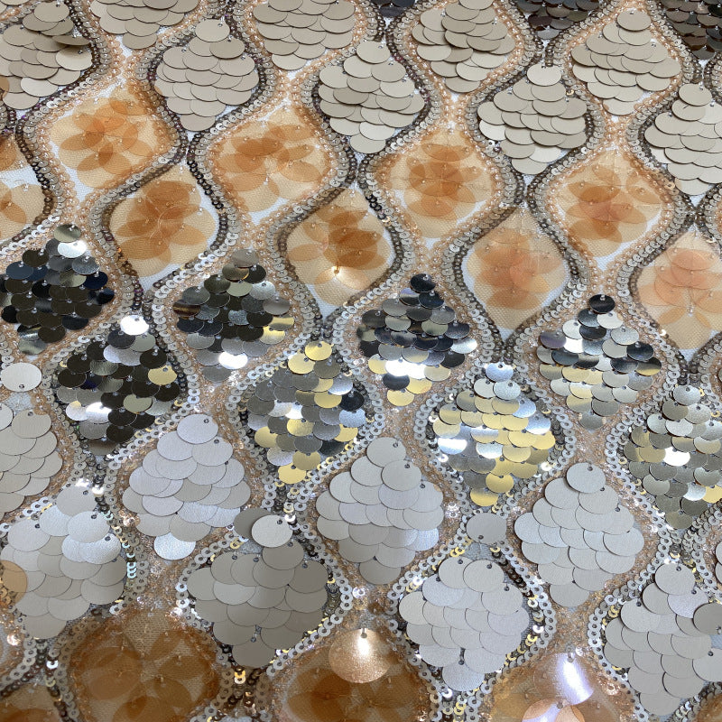 Heavy Multisize Sequin Embroidered Stretch Mesh — fabric photo 3