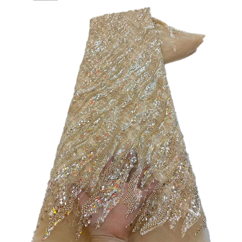 Bugle Bead Sequin Tulle Lace for Wedding Gowns — fabric photo 4