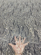 Heavy 3/4 mm Sequin & Bugle-Bead Embroidered Bridal Fabric – Design 43935 — fabric photo 4