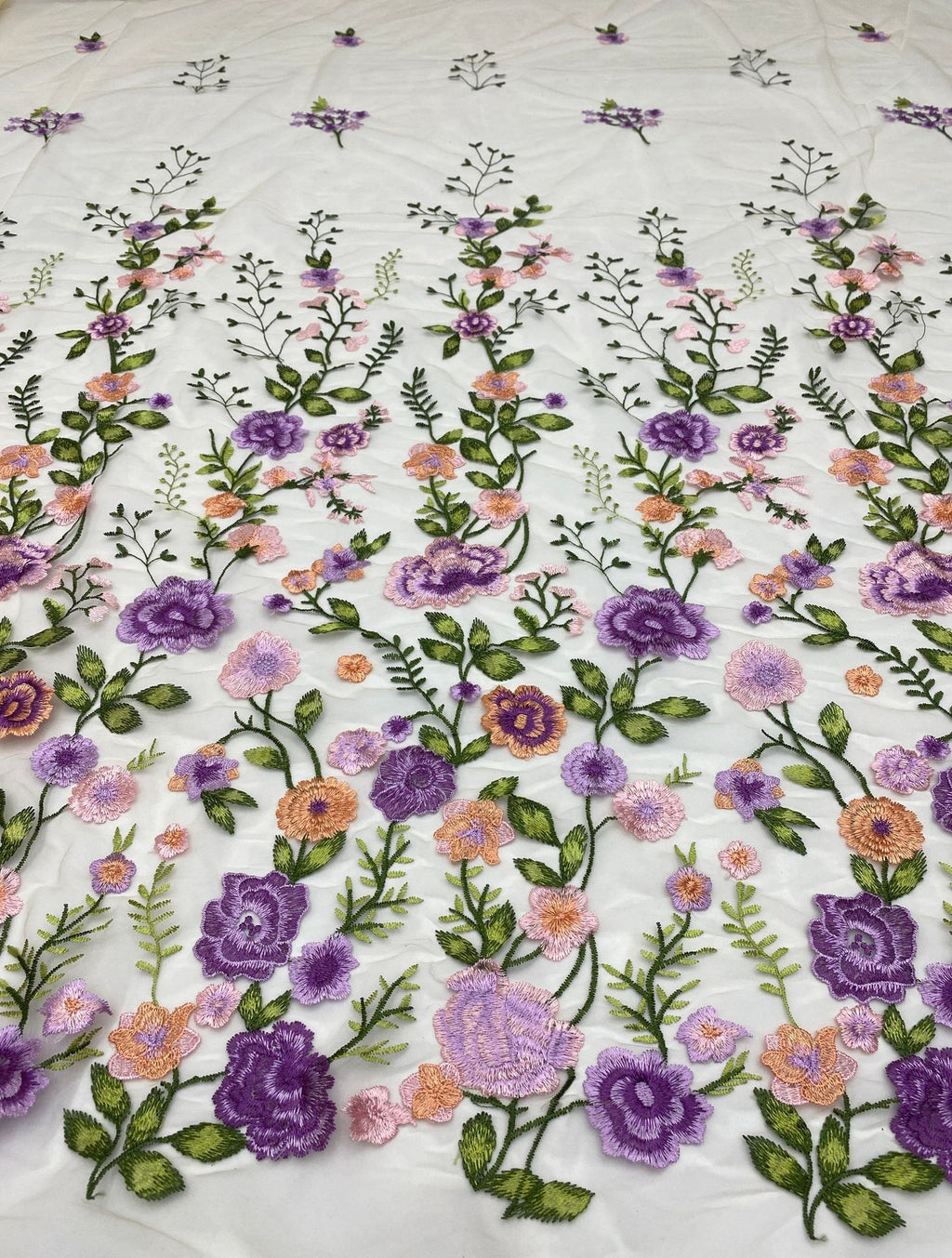 Multicolor Small-Floral Thread Embroidered Fabric — fabric photo 5