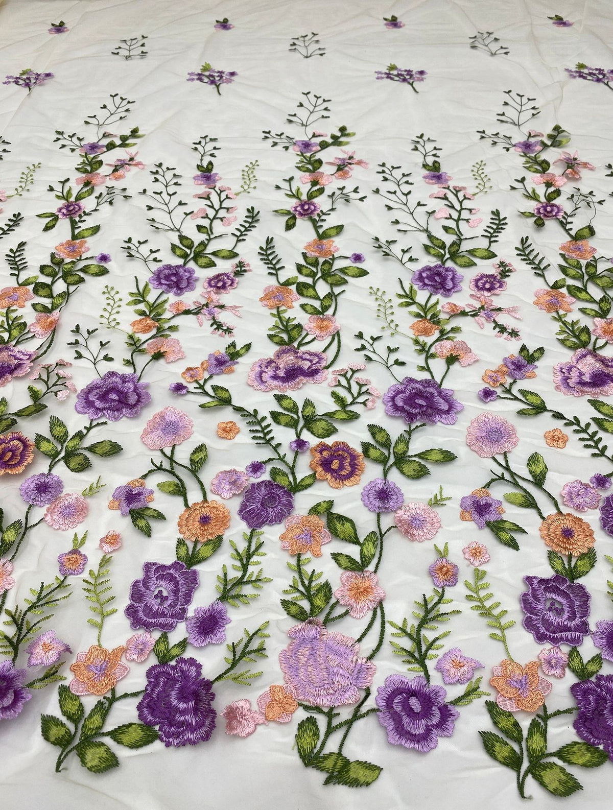 Multicolor Small-Floral Thread Embroidered Fabric — fabric photo 5
