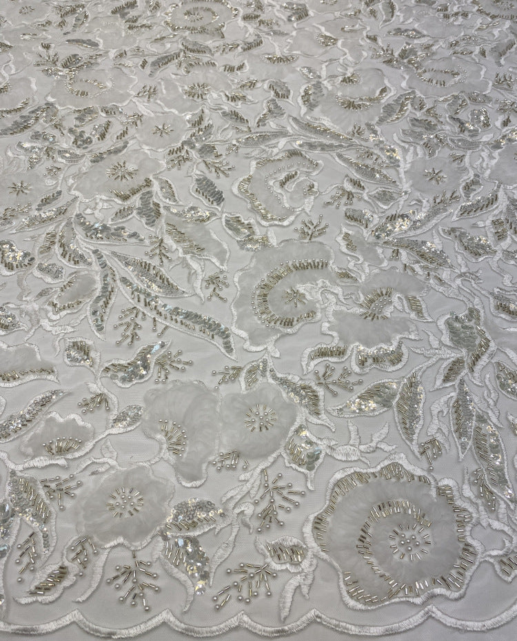 Corded Bugle Bead & 4/7 mm Crystal Sequin Fabric — fabric photo 2