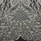 3D 3/5 mm Sequin & Bubble-Bead Embroidered Bridal Fabric — fabric photo 3
