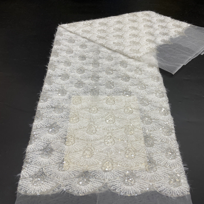 Textured Rope Bead Sequin Embroidery Fabric — fabric photo 3