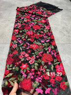 Multicolor Flat Embroidery & Sequin Fabric — fabric photo 2