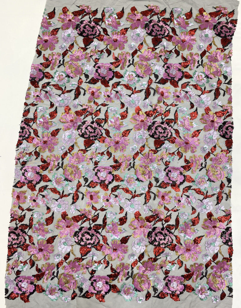 Botanical Laminated Sequin Embroidered Fabric — fabric photo 5