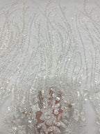3D Floral Double Bead & 3/7mm Sequin Fabric — fabric photo 4