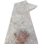 Bugle Bead Sequin Embroidered Mesh Lace — fabric photo 2
