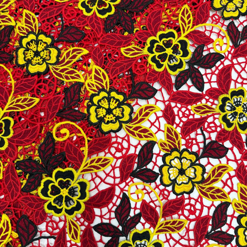 Floral Embroidered Guipure Lace Fabric – Design 00383
