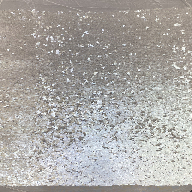 White Shell 9/12mm Sequin Stretch Mesh — fabric photo 5