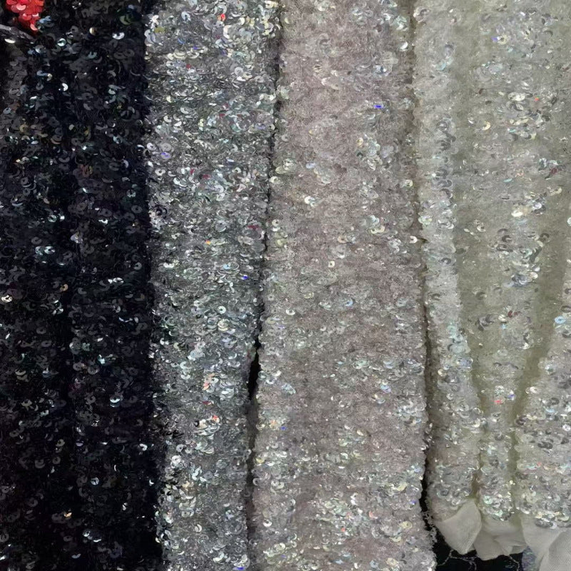 Dense 5mm Sequin Embroidered Stretch Mesh — fabric photo 3