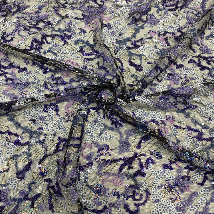 Multicolor 2/3/4/5 mm Layered Sequin Embroidered Tulle Mesh Fabric – Design 46399 — fabric photo 5