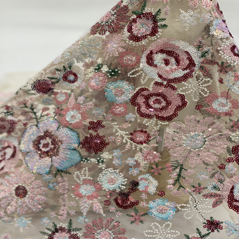 Heavy Sequin Embroidered Bridal Fabric – Design 82271 — fabric photo 2