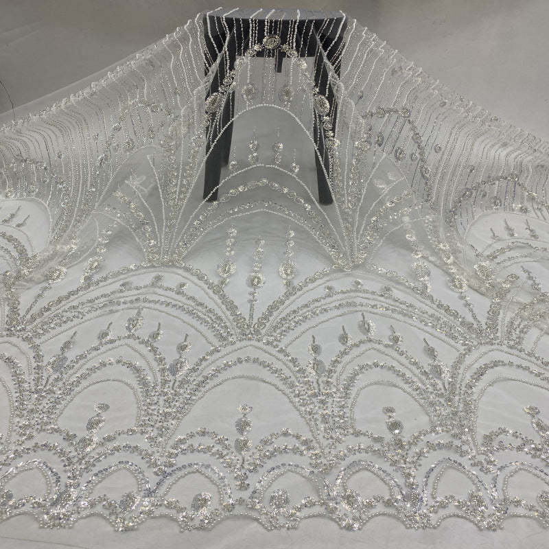 Sequin & Bubble-Bead Embroidered Bridal Fabric – Design 31391